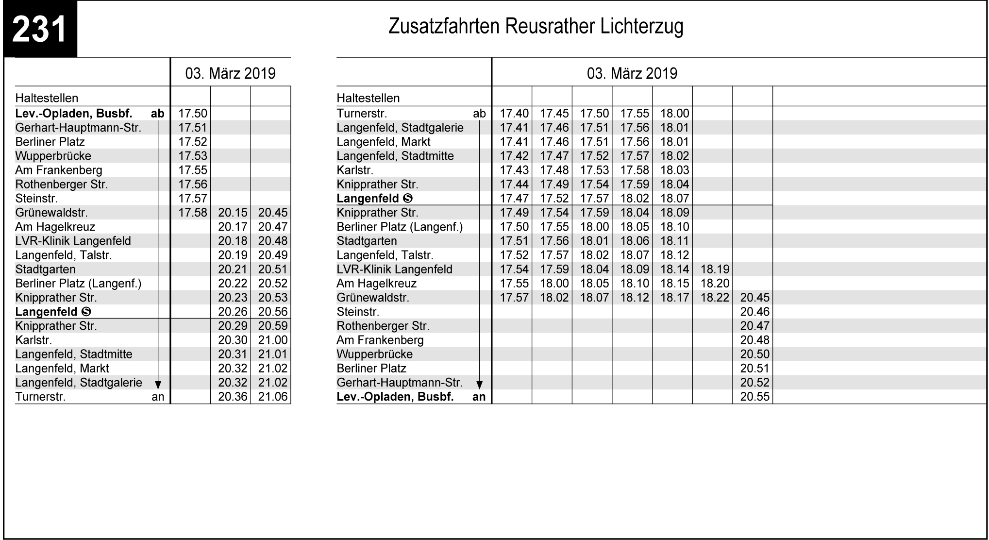 Sonderfahrplan